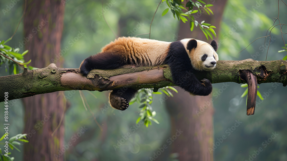 Obraz premium Crimson giant panda ,generative ai