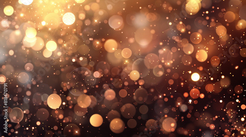 An abstract blur bokeh banner background with warm bronze and rose gold bokeh lights  exuding a luxurious  elegant vibe.