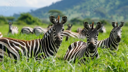 Zebras in the Lake Manyara National Park  Tanzania