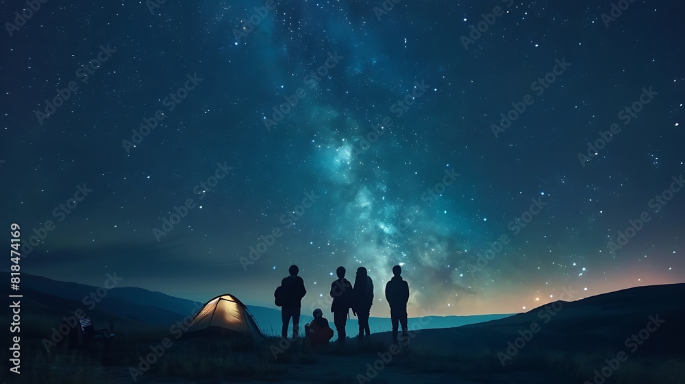 Friends Camping under Starry Night Sky, Friends, camping, starry night sky Friends Camping under Starry Night Sky, Friends, camping, starry night sky