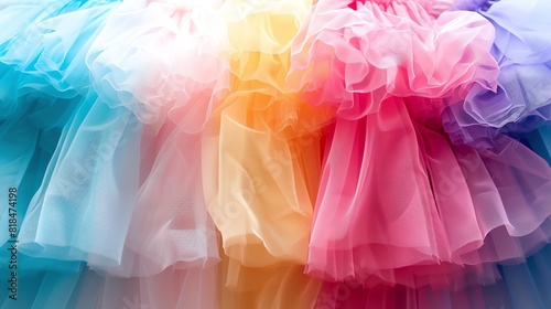 rainbow Tutu skirts, blank space, minimalism, negative space, background wallpaper template, pride month LGBTQIA theme photo