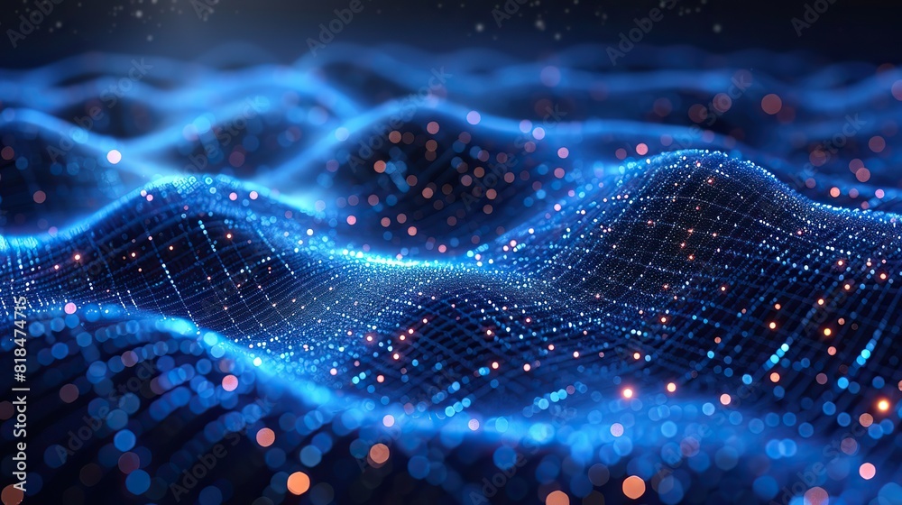 abstract blue technology background with a cyber network grid and connected particles artificial neurons global data connections .stock photo abstract blue technology background with a cyber network grid and connected particles artificial neurons global data connections .stock photo