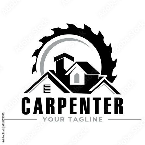 Carpenter logo design template, Woodworking tools logo design clipart. Suitable for Carpenting and house repair business. 