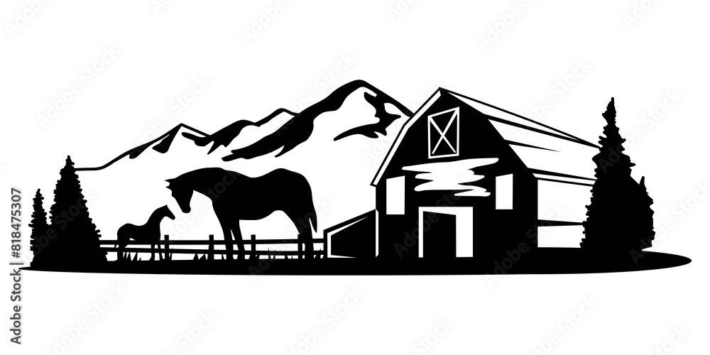 Fototapeta premium Horse farm logo bundle, Horse silhouette art for cricut machines.