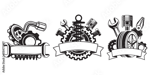 Skull mechanic logo design template, Hardcore mechanic logo clipart, for Cricut machines.