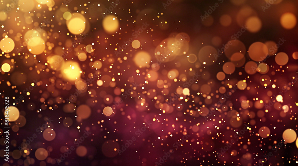 An abstract blur bokeh banner background with rich burgundy and gold bokeh lights, perfect for a luxurious theme.
