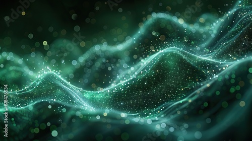 abstract blue green technology background with a cyber network grid and connected particles artificial neurons global data connections .stock immage