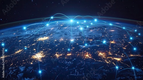 digital world globe concept of global network and connectivity on earth high speed data transfer and cyber technology information exchange and international telecommunication.stock immage