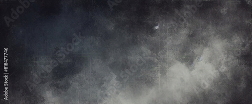 Fond dégradé granuleux noir blanc texture de bruit gris foncé monochrome rétro toile de fond design espace de copie © Fabian