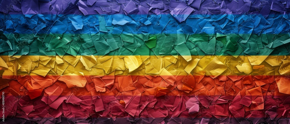 Diversity in Unity - Pride Flag Mosaic with Copy Space for Inclusion and Equality Message Illustration Diversity in Unity - Pride Flag Mosaic with Copy Space for Inclusion and Equality Message Illustration