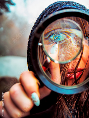 ai-generated photo of woman looking through magnifying glass © Bill