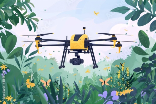 Aerial views and precision agriculture transform rural farming with drone technology  utilizing unmanned aerial vehicles for sustainable agricultural