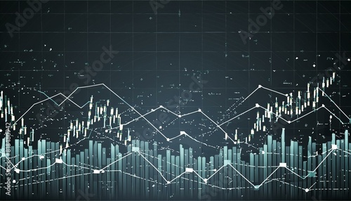 Abstract digital chart background, stock business graph, statistics and diagram about data exchange in finance, trend and trade in economy