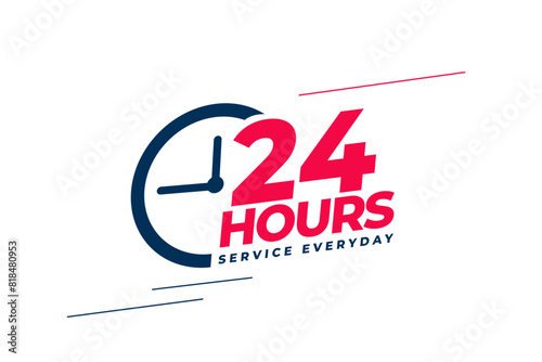 24 hours open service everyday banner with clock sign