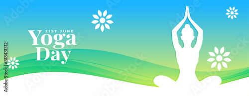 world yoga day banner woman doing asana in papercut style