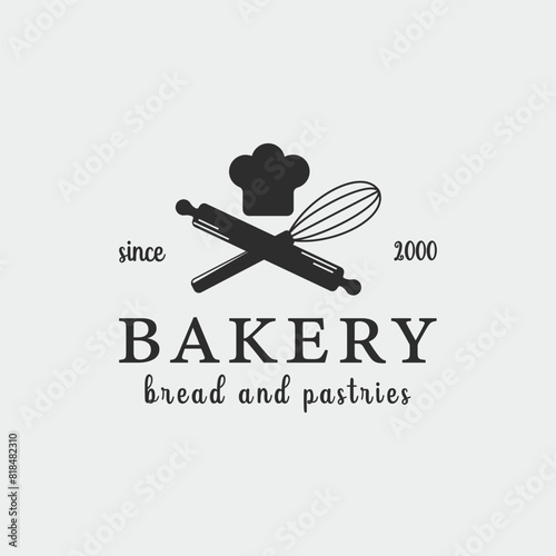 home bakery vintage logo simple minimalist vector illustration template icon graphic design