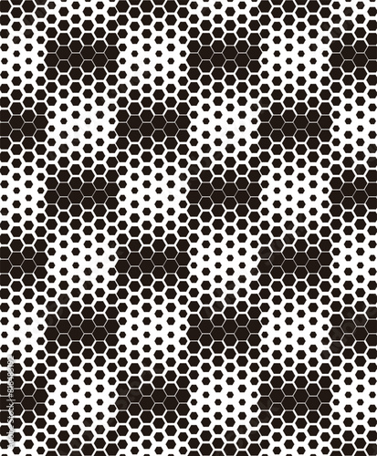 Hexagon black texture background. Gradient, fade graphic pattern in vectror flat style. Black and white abstract pattern  photo