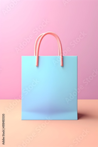 Shopping Bag Mockup in Modern Pastel Tones with Copyspace for Product Display and Branding
