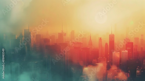 Vibrant and Muted Cityscape Lit by a Dramatic Urban Pop Art Sunset