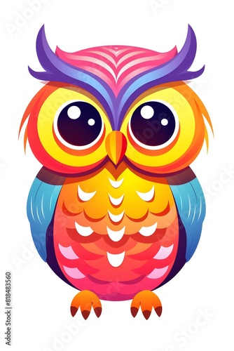 Vibrant Cartoon Owl with Tetradic Color Scheme Promoting Education and Knowledge