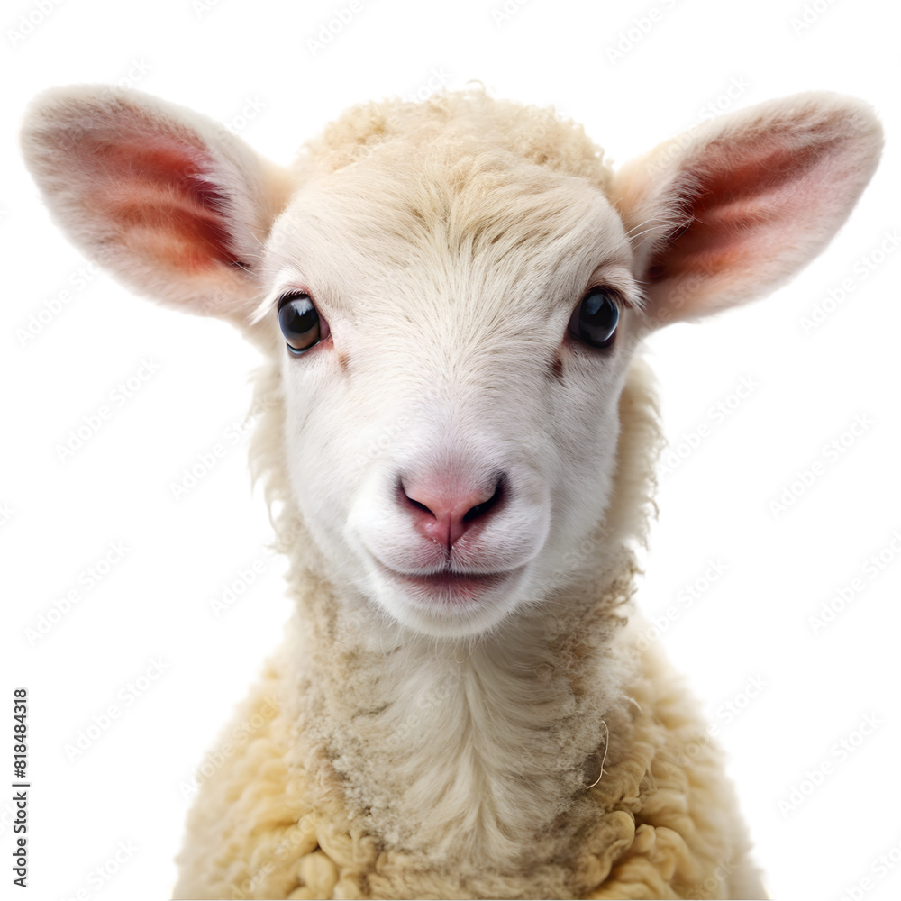 Portrait of a cute baby lamb Isolated on transparent background Portrait of a cute baby lamb Isolated on transparent background