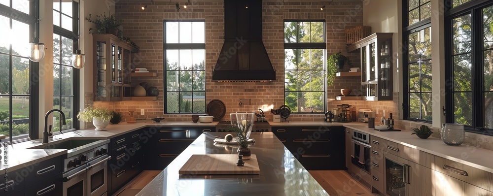 Blend aluminum black textures with soft, warm lighting to make a kitchen feel inviting