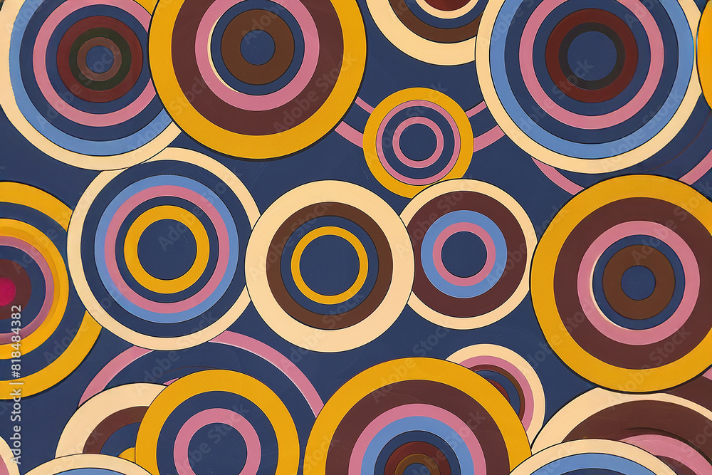 Geometric background of circles in many colors and sizes some interlocking and some nestled inside of others. Geometric background of circles in many colors and sizes some interlocking and some nestled inside of others.