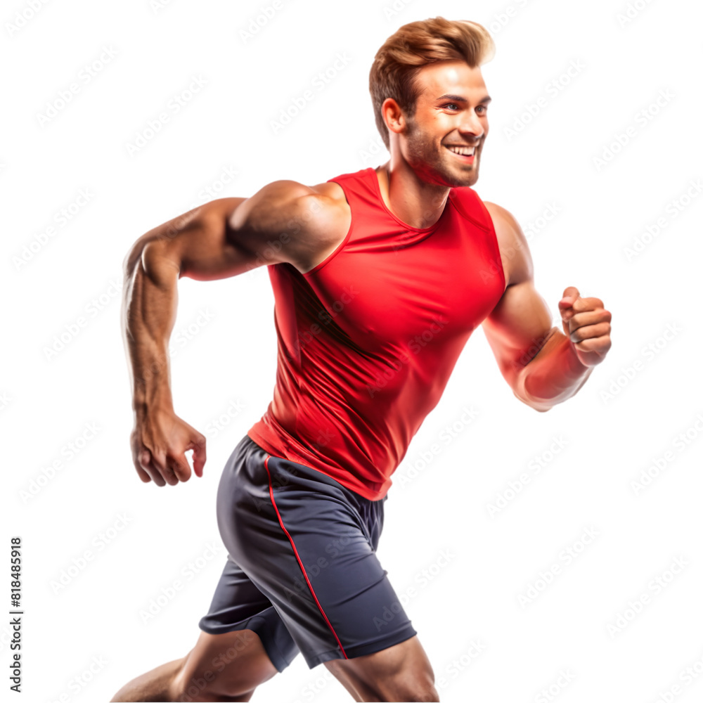 Portrait of a happy fitness athlete runner man Isolated on transparent background Portrait of a happy fitness athlete runner man Isolated on transparent background