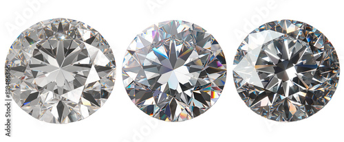 set of three circular diamond stone png