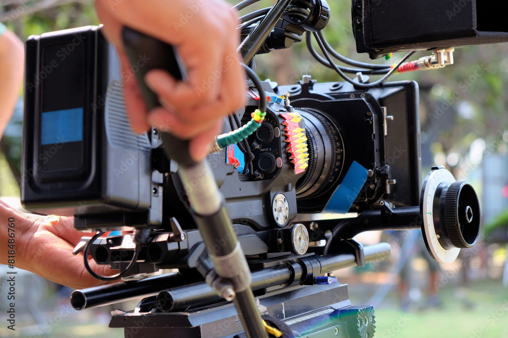detail of professional camera equipment, film production detail of professional camera equipment, film production