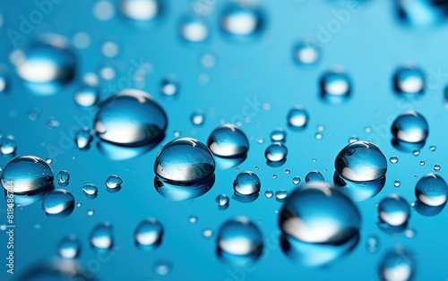 water drop on a blue surface  in the style of contemporary