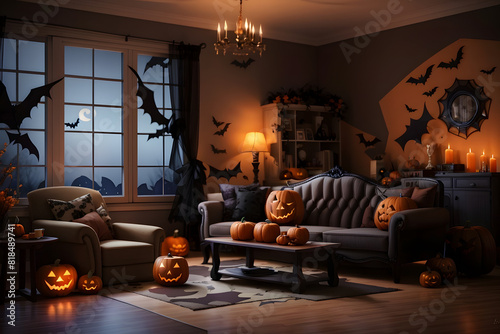 Halloween, living room background design, Various living room background design photo