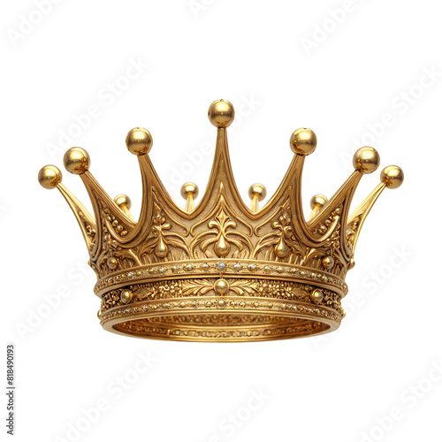 Royal golden crown on transparent background, Generative AI	
