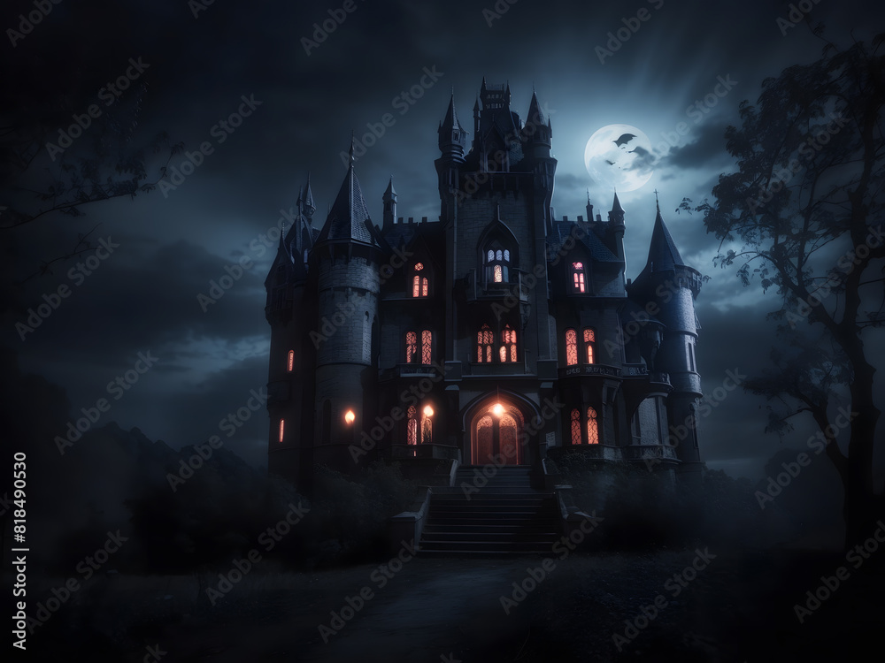 Halloween Scene - Party Of Pumpkins And Zombies In Graveyard At Moonlight - Contain Moon 3D Rendering - Unrecognizable, Deformed, And Church with Reassembled Parts Design. Halloween Scene - Party Of Pumpkins And Zombies In Graveyard At Moonlight - Contain Moon 3D Rendering - Unrecognizable, Deformed, And Church with Reassembled Parts Design.