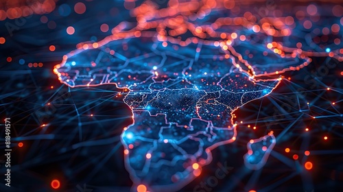 digital map of africa concept of global network and connectivity data transfer and cyber technology business exchange information and telecommunication.illustration