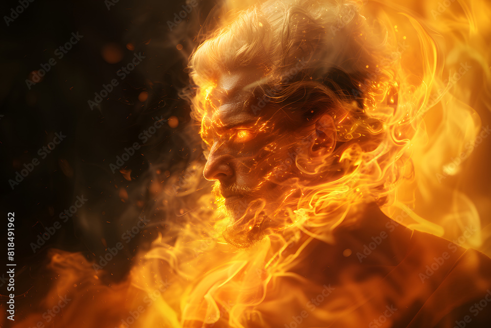 Fototapeta premium A man with magical powers derived from phoenixes.