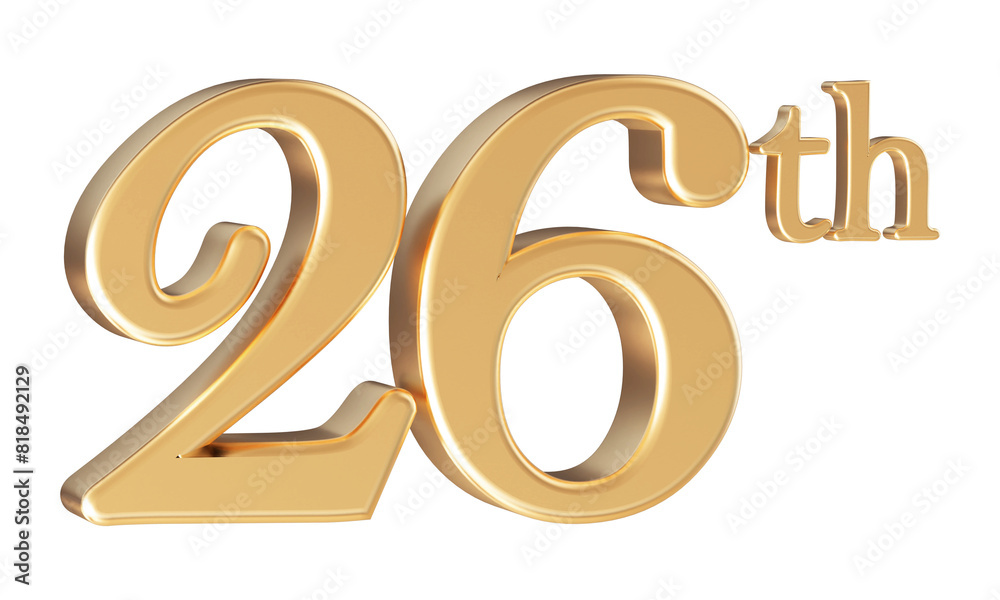 Anniversary 26th year 3d number Gold Anniversary 26th year 3d number Gold