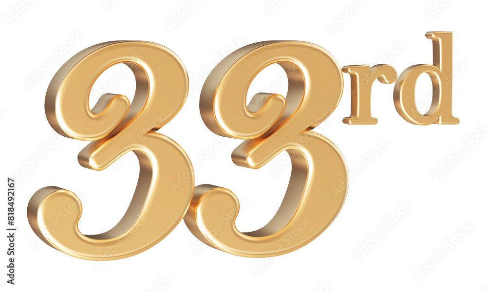 Anniversary 33rd year 3d number Gold Anniversary 33rd year 3d number Gold