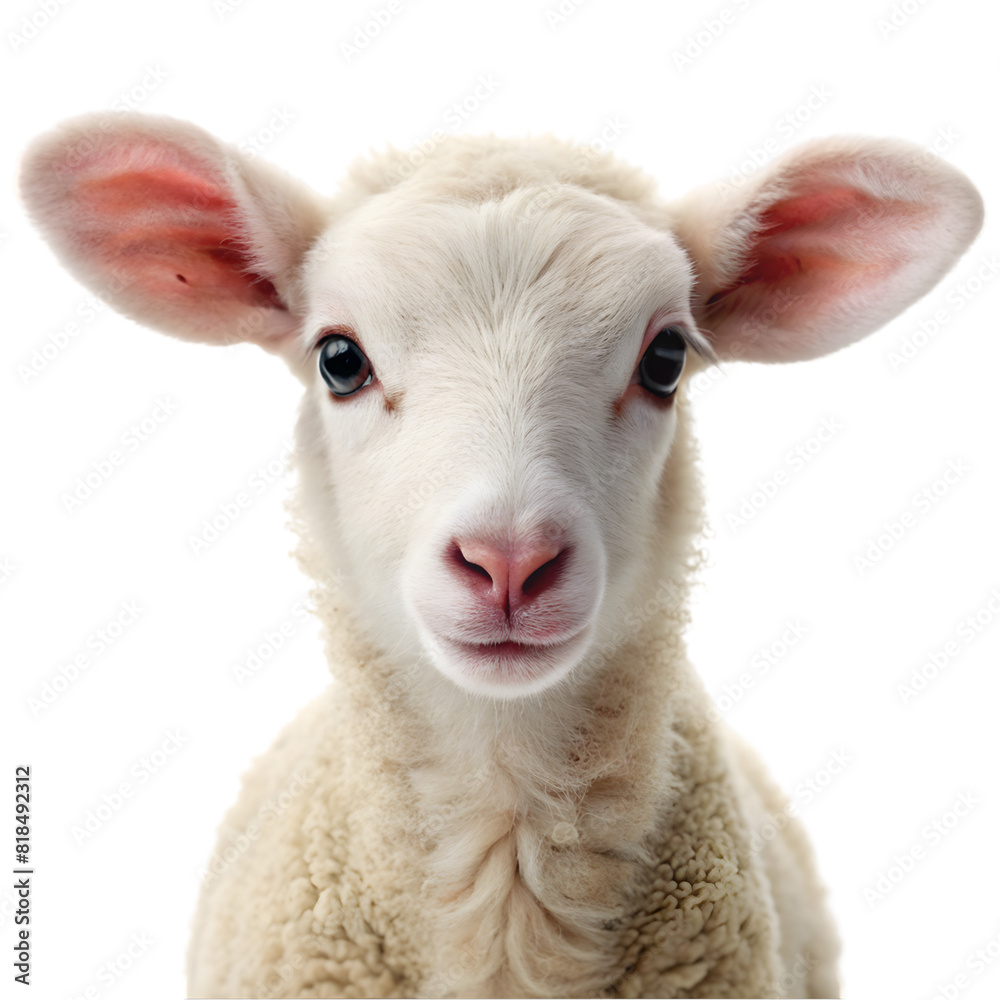 Portrait of a cute baby lamb Isolated on transparent background Portrait of a cute baby lamb Isolated on transparent background