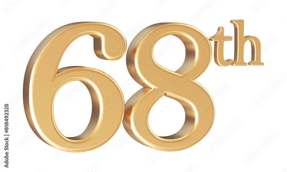 Anniversary 68th year 3d number Gold Anniversary 68th year 3d number Gold
