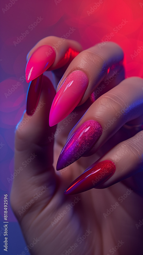 Create a nail art themed poster featuring rich colors of manicure, styled with a focus on fashion, simplicity, and exquisite design. The poster should embody elegance and showcase the vibrant and art Create a nail art themed poster featuring rich colors of manicure, styled with a focus on fashion, simplicity, and exquisite design. The poster should embody elegance and showcase the vibrant and art