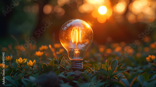 light bulb on the background of grass, World Intellectual Property Day