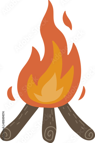 Wood Campfire for Camping Outdoor Bonfire Clip Art