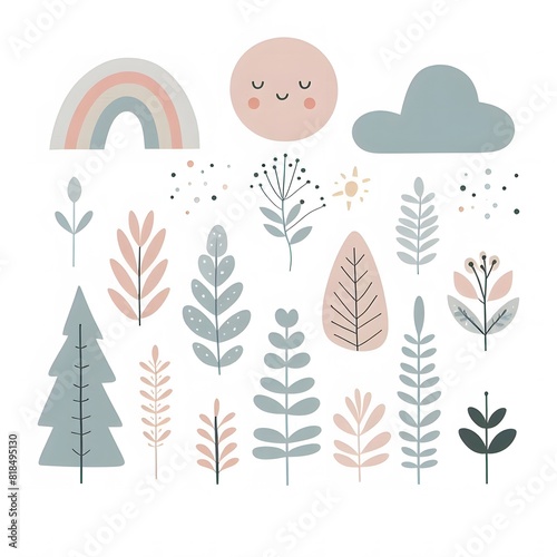 Cartoon patterns for designing shirts or media for kindergarten children.