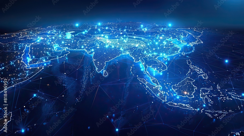 digital map of asia concept of global network and connectivity high speed data transfer and cyber technology business exchange information and telecommunication.illustration digital map of asia concept of global network and connectivity high speed data transfer and cyber technology business exchange information and telecommunication.illustration