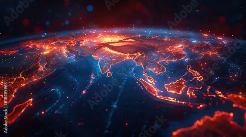 digital map of asia concept of global network and connectivity high speed data transfer and cyber technology business exchange information and telecommunication.stock immage