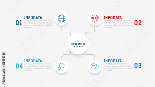 Four Step Infographic element design Vector template for presentation. process diagram and presentations step, workflow layout, banner, flow chart, info graphic vector illustration.