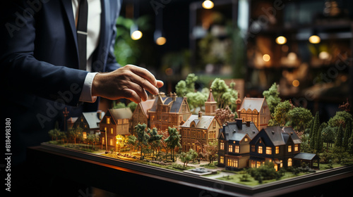 Real estate agent offer house represented by model