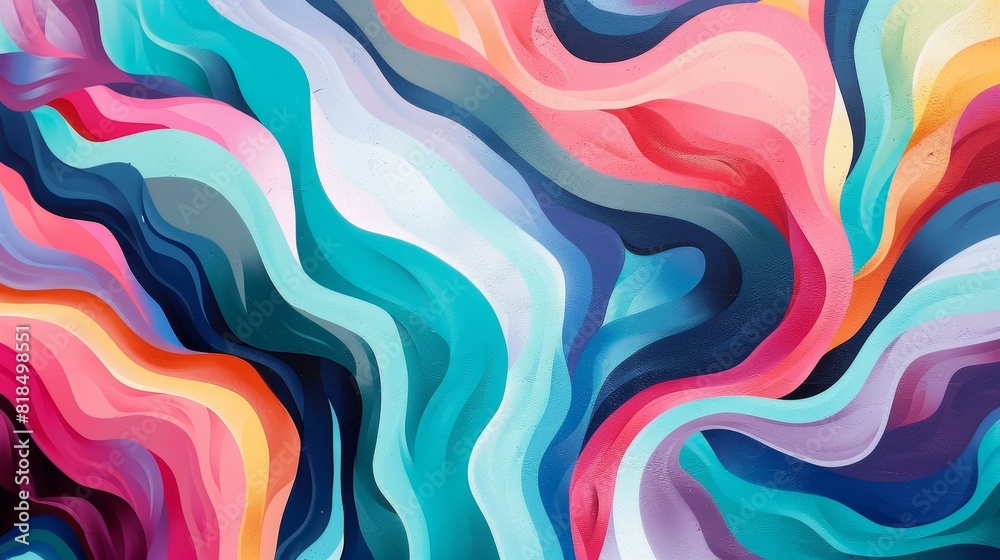 Vibrant mural blends contrasting hues for dynamic appeal, Ai Generated