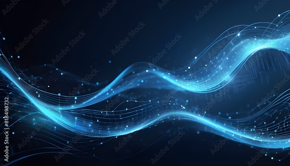 Abstract blue tech background with digital waves, dynamic network system, artificial neural connections, cyber quantum computing and electronic global intelligence Abstract blue tech background with digital waves, dynamic network system, artificial neural connections, cyber quantum computing and electronic global intelligence